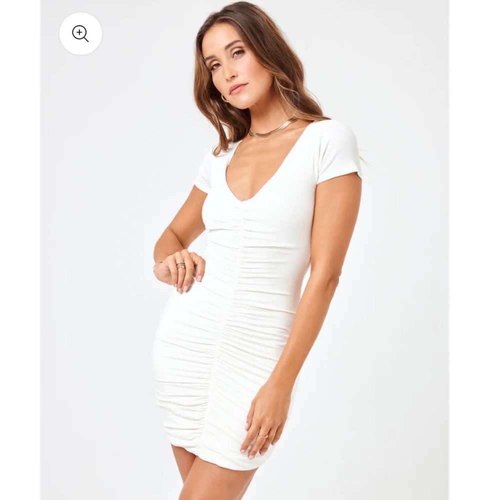 L*Space Cream Ruched Mini Dress